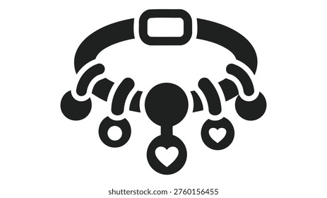 A black silhouette icon of a charm bracelet featuring various decorative hanging charms, representing personalized jewelry and fashion accessories.