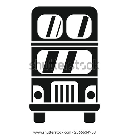 Black silhouette icon of a classic double decker bus, representing urban transportation and tourism