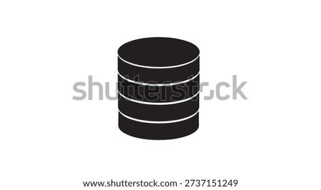 A black silhouette icon depicting a stack of five flat cylindrical shapes, commonly representing coins, data storage, or a database, isolated on a white background.
