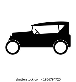 black silhouette icon design of ancient car,vector illustration
