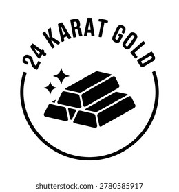 Black silhouette icon featuring stacked gold bullion bars and a sparkle, within a circular 24