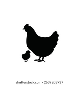 Black Silhouette Icon a Hen Walking With Small, Quick Steps, Head Slightly Forward