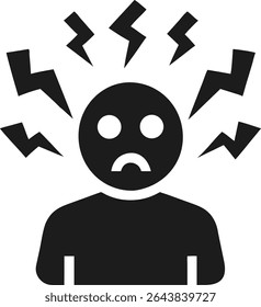 Black silhouette icon illustrating anxiety panic and mental health concerns