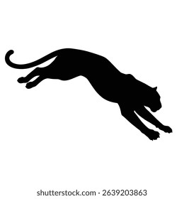Black Silhouette Icon a Silhouette of a Leopard Mid-Sprint With an Arched Back and Extended Limbs