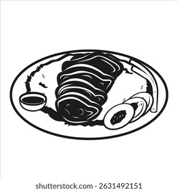 A black silhouette icon of Peking Duck, illustrated as a sliced duck dish, a famous Chinese cuisine item.