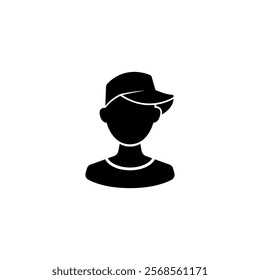 Black silhouette icon of a person with a cap.