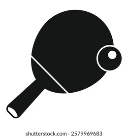 Black silhouette icon of a ping pong paddle hitting a white ball