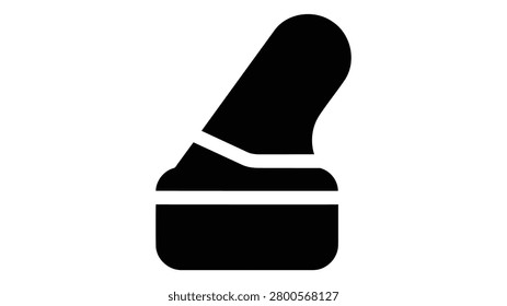A black silhouette icon representing an envelope sealing moistener tool, used for office supplies, stationery, and mailing tasks, isolated on white background.