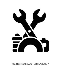 Black silhouette icon representing professional camera repair services.