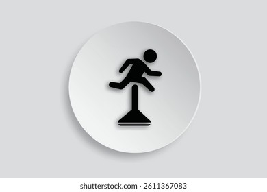 Black silhouette icon of running person on white background, representing movement, jogging, or action.