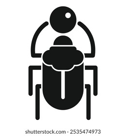 Black silhouette icon of a scarab beetle holding a sphere with a cloud symbol on top