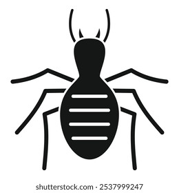 Black silhouette icon of a spider with a striped abdomen and eight legs spread wide