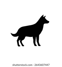 Black silhouette icon of a standing dog, symbolizing loyalty, protection, or pets. Clean and minimal design suitable for pet services, signage, or digital content requiring animal representation.