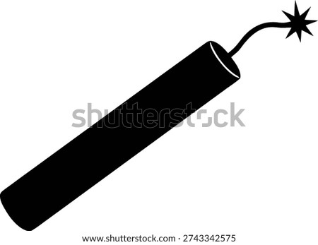 Black silhouette icon of a stick of dynamite with a lit fuse, representing danger, explosion, or impending action.