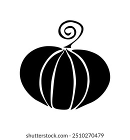 Black silhouette, icon - stylized pumpkin, vector illustration