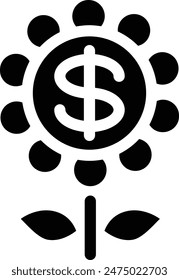 Black silhouette icon of successful dollar investment