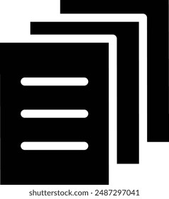 icono de silueta negra de tres hojas de papel