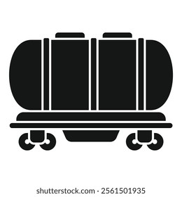 Black silhouette icon of a train tank wagon carrying oil, gas or other petroleum products