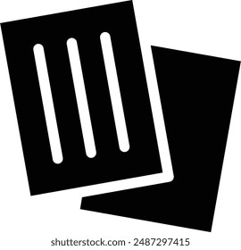 Icono negro de la silueta de dos hojas de papel