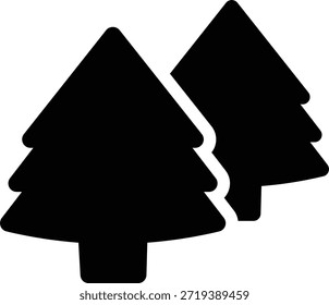 Black silhouette icon of two trees