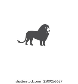 black silhouette icon vector. Lion icon isolated on a white background Walking lion