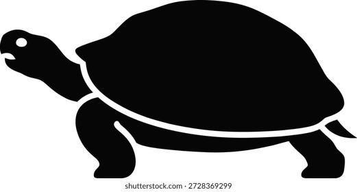 Un icono de silueta negro de una tortuga andante o tortuga sobre un fondo blanco