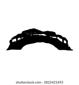 A black silhouette of an iconic bridge structure, highlighting its architectural design and grandeur against a plain white background.