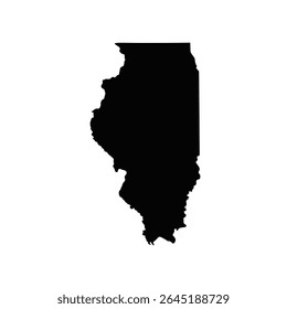 Black silhouette of the Illinois state map on a white background. Simple vector graphic.