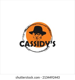black silhouette illustration Cassidy logo design template