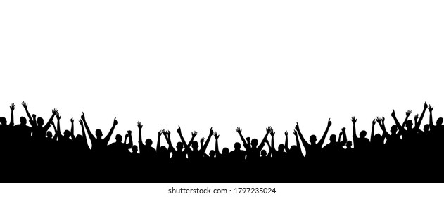 black silhouette illustration of cheering supporter