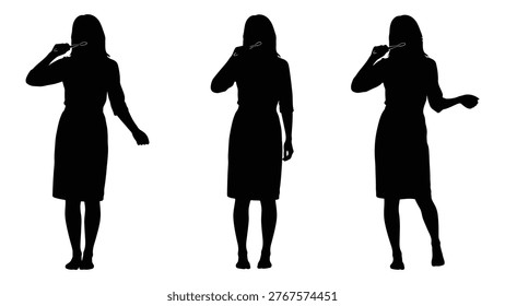 A black silhouette illustration depicting three women blowing bubbles, captured in a simple, elegant style.