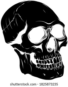 black silhouette Illustration of a human skull Vector