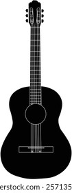 the black silhouette illustration of the music instrument  called guitar.