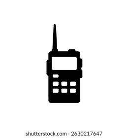 Ilustração em silhueta preta de um dispositivo portátil de comunicação de rádio bidirecional
