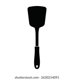 Ilustração de silhueta preta de um utensílio de cozinha de espátula isolado em um fundo branco