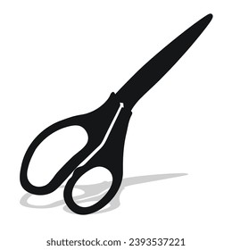 Black silhouette image of scissors. Stationery, pocket, kitchen, manicure, surgery, hairdressers, tailor, garden, household