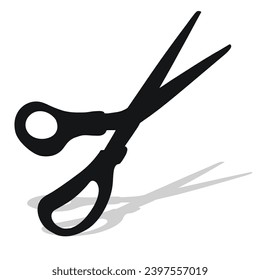 Black silhouette image of scissors. Stationery, pocket, kitchen, manicure, surgery, hairdressers, tailor, garden, household