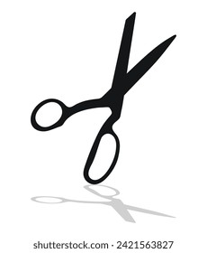 Black silhouette image of scissors. Stationery, pocket, kitchen, manicure, surgery, hairdressers, tailor, garden, household