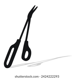 Black silhouette image of scissors. Stationery, pocket, kitchen, manicure, surgery, hairdressers, tailor, garden, household