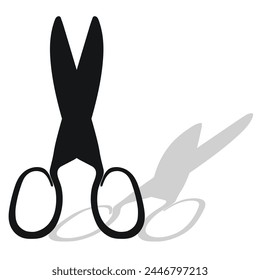 Black silhouette image of scissors. Stationery, pocket, kitchen, manicure, surgery, hairdressers, tailor, garden, household