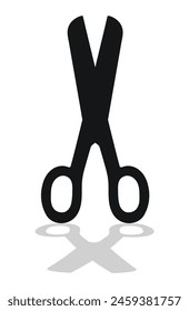 Black silhouette image of scissors. Stationery, pocket, kitchen, manicure, surgery, hairdressers, tailor, garden, household