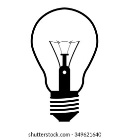 black silhouette of an incandescent lamp on a white background