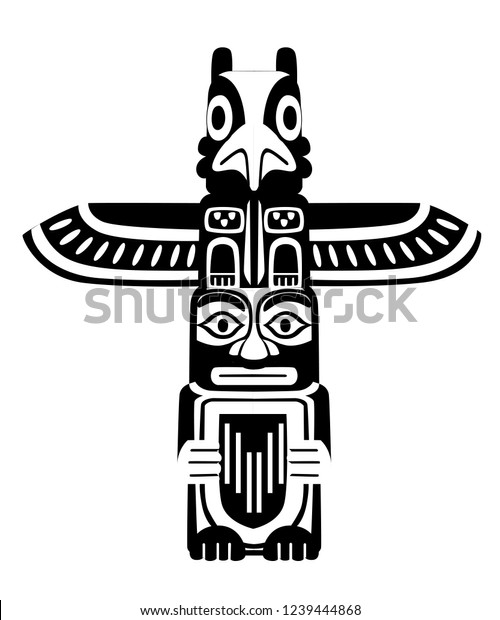Black Silhouette Indian Totem Wooden Object Stock Vector (Royalty Free ...