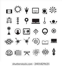 A black silhouette Internet symbol set 