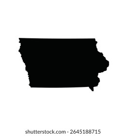 Black silhouette of the Iowa state map on a white background. The vector illustration is simple and features a solid black shape against a pure white backdrop.