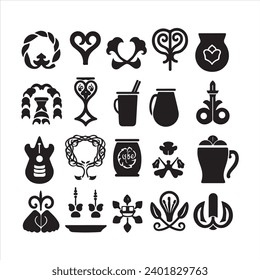 A black silhouette Irish symbol set 