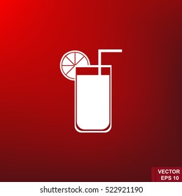 Black silhouette. Isolated on a red background. Icon glass of juice. For your design.