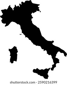 Black Silhouette Italy Map Europe Country