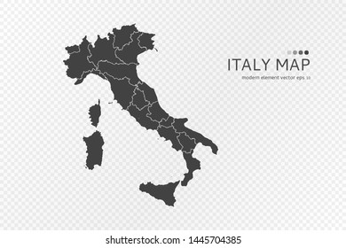 Black silhouette of Italy map on transparent background. EPS10 vector file organized in layers for easy editing.