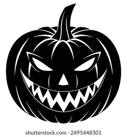 a black silhouette of a jack o lantern vector illutration imeg.